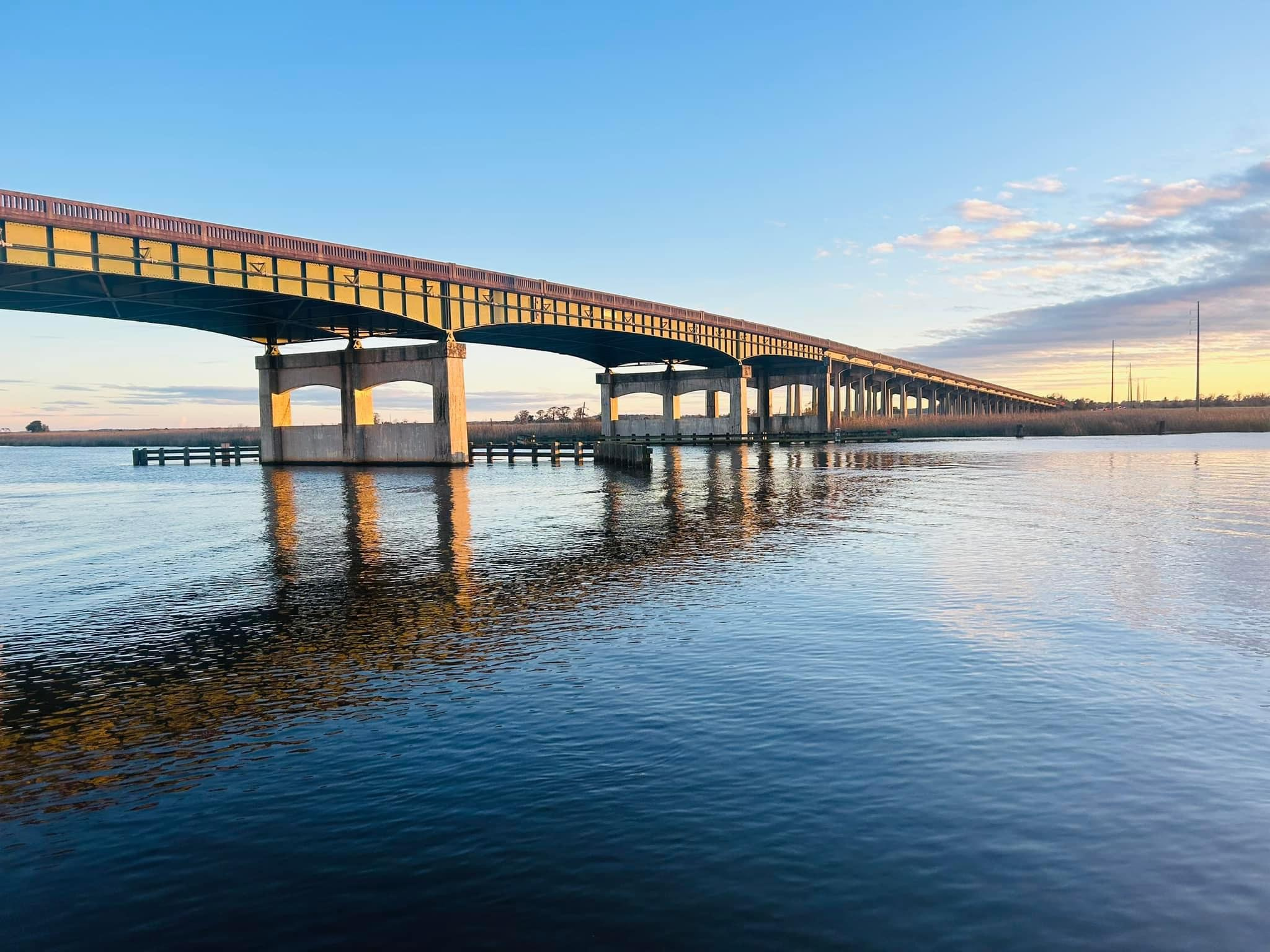 Bridge over the water at sunset in coastal Georgia